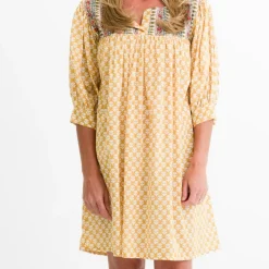 Pomegranate Inc Golden Buti Split Neck Shift Dress Discount