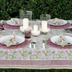 Pomegranate Inc Grecian Palm Fern & Magenta Tablecloth Clearance