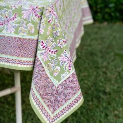 Pomegranate Inc Grecian Palm Fern & Magenta Tablecloth Clearance