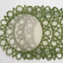 Pomegranate Inc Green Edge Woven Round Placemats | Set 4