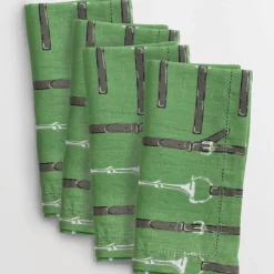 Pomegranate Inc Green Linen Snaffle & Buckle Napkin | Set of 4 Online