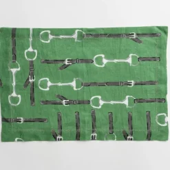 Pomegranate Inc Green Linen Snaffle & Buckle Placemat | Set of 4 Discount