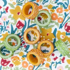 Pomegranate Inc Green Round Resin Beaded Napkin Ring | Set of 4 Sale