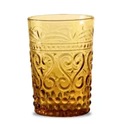 Pomegranate Inc Hand Crafted in Italy| Modern Pressed Juice Glass-Amber Best