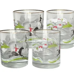 Pomegranate Inc Hunt Scene Bourbon Glass | Set of 4 Discount