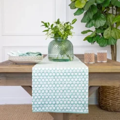 Pomegranate Inc India Hicks Cuban Cross Palladian Blue Table Runner Discount