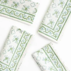 Pomegranate Inc India Hicks Cuban Flower Blue & Green Napkins Discount