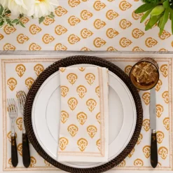 Pomegranate Inc India Hicks Home Carnation Golden Placemat | Set of 4 New