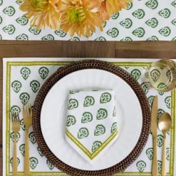 Pomegranate Inc India Hicks Home Carnation Hunter Green Placemat | Set of 4 Clearance