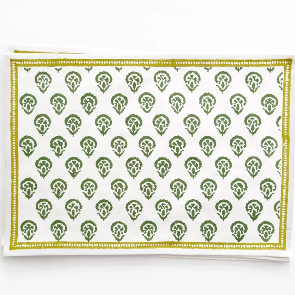 Pomegranate Inc India Hicks Home Carnation Hunter Green Placemat | Set of 4 Clearance