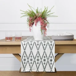 Pomegranate Inc India Hicks Home Embroidered Diamond Blue Table Runner Online