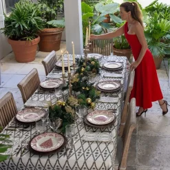 Pomegranate Inc India Hicks Home Embroidered Diamond Blue Tablecloth