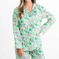 Pomegranate Inc Mila Floral Emerald Pajama Top Sale