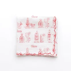 Pomegranate Inc Mixed Drink Printed Linen Cocktail Napkins | Set of 6 Hot