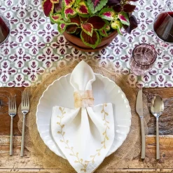 Pomegranate Inc Mustard Poplar Leaf Napkin Rings | Set of 4 Hot