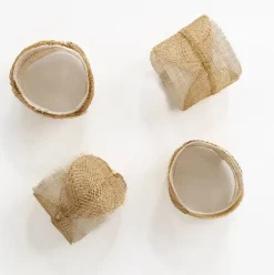 Pomegranate Inc Mustard Poplar Leaf Napkin Rings | Set of 4 Hot