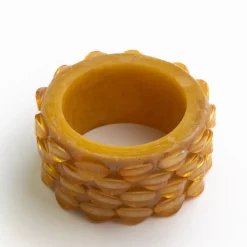 Pomegranate Inc Mustard Round Resin Beaded Napkin Ring | Set of 4 Online