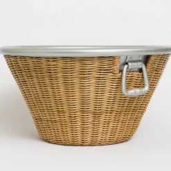 Pomegranate Inc Natural Wicker and Aluminum Ice Bucket with Handles New