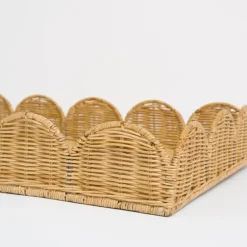Pomegranate Inc Natural Wicker Scalloped Rectangle Tray Best