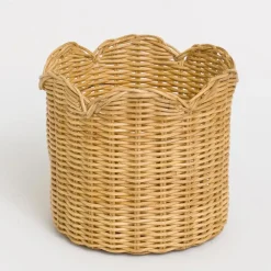 Pomegranate Inc Natural Wicker Scalloped Container New