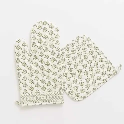 Pomegranate Inc Phlox Green Oven Mitt Set Sale