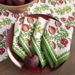Pomegranate Inc Pom Bells Basil & Magenta Napkin