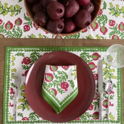 Pomegranate Inc Pom Bells Basil & Magenta Placemat Hot