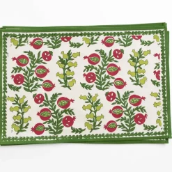 Pomegranate Inc Pom Bells Basil & Magenta Placemat Hot