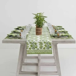 Pomegranate Inc Pom Bells Green Table Runner New