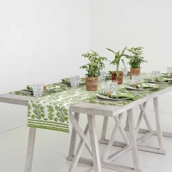 Pomegranate Inc Pom Bells Green Table Runner New