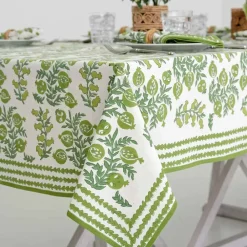 Pomegranate Inc Pom Bells Green Tablecloth Outlet