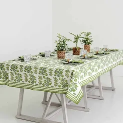 Pomegranate Inc Pom Bells Green Tablecloth Outlet