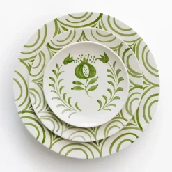 Pomegranate Inc Pomegranate Crest Green Dinner Plate | Set of 2 Discount