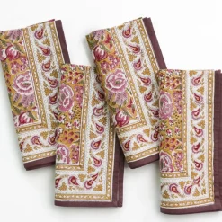 Pomegranate Inc Pomegranate Garden Plum & Ochre Napkin | Set of 4 Outlet
