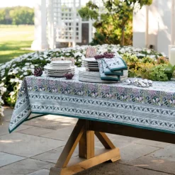 Pomegranate Inc Pomegranate Garden Teal & Lilac Tablecloth Outlet