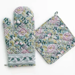 Pomegranate Inc Pomegranate Garden Teal & Lilac Oven Mitt Set Outlet