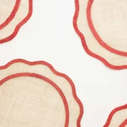 Pomegranate Inc Red Scalloped Edge Woven Placemats | Set 4 Clearance