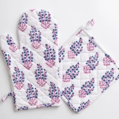 Pomegranate Inc Sagar Blue & Magenta Oven Mitt Set Online