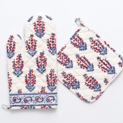 Pomegranate Inc Sagar Red & Blue Oven Mitt Set Sale