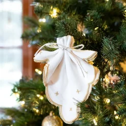 Pomegranate Inc Scalloped Knot Goldenrod Embroidered Linen Napkin | Set of 4 Sale