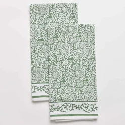 Pomegranate Inc Tapestry Green Tea Towels New