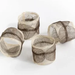 Pomegranate Inc Taupe Poplar Leaf Napkin Rings | Set of 4 Sale