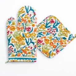 Pomegranate Inc Teal Garden Oven Mitt Set Online