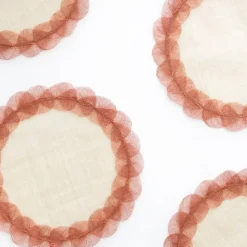 Pomegranate Inc Terracotta Poplar Leaf Rice Paper Placemat | Set of 4 Hot