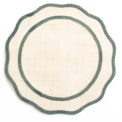 Pomegranate Inc Turkish Blue Scalloped Rice Paper Placemat | Set of 4 Hot