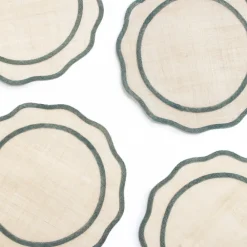 Pomegranate Inc Turkish Blue Scalloped Rice Paper Placemat | Set of 4 Hot