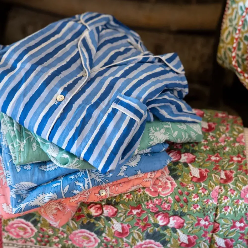 Pomegranate Inc Watercolor Blue Stripe PJ Set Clearance