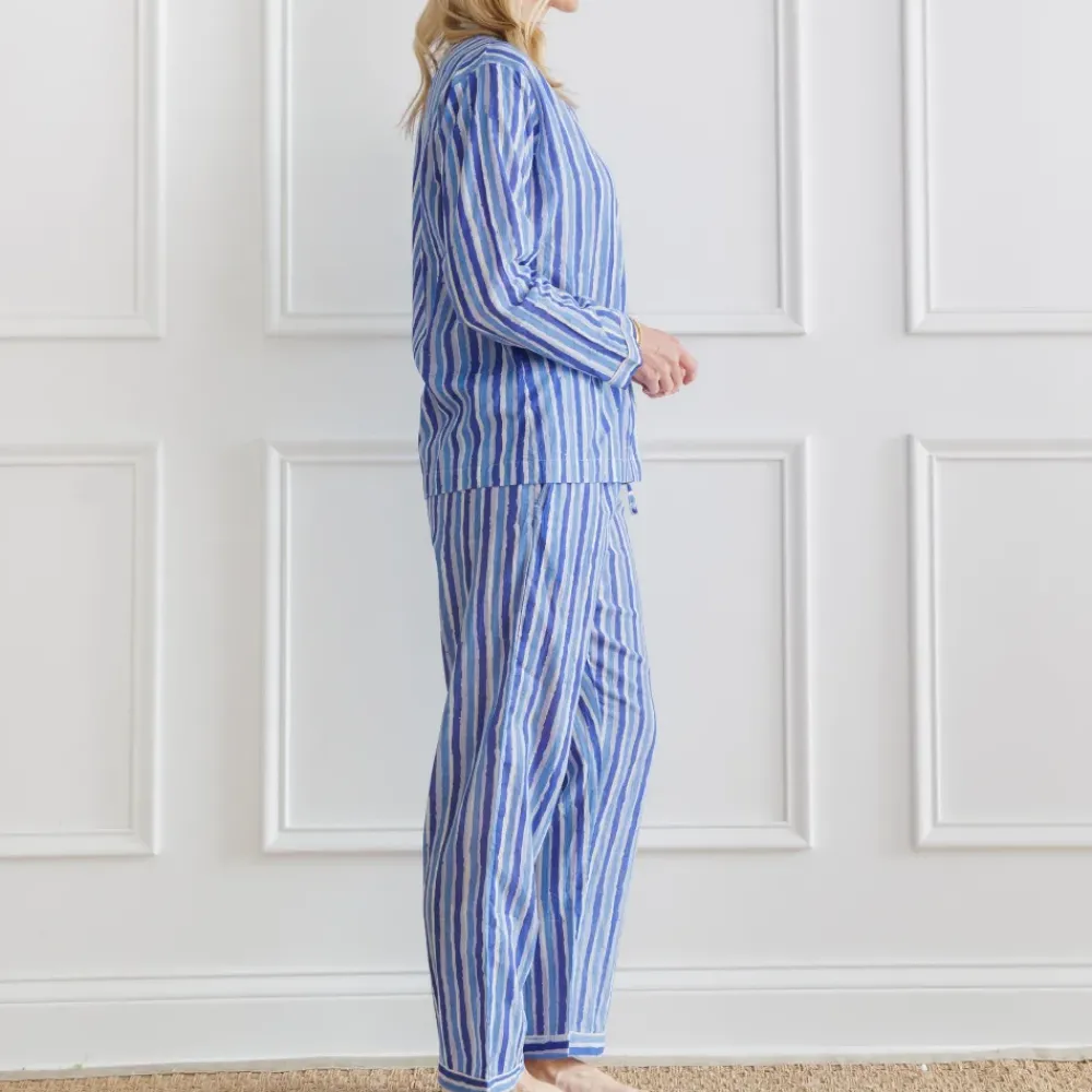 Pomegranate Inc Watercolor Blue Stripe PJ Set Clearance