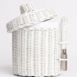 Pomegranate Inc White Wicker Lidded Ice Bucket Discount
