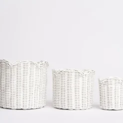 Pomegranate Inc White Wicker Scalloped Container